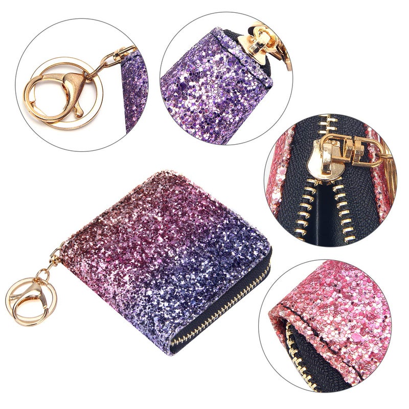GEEAD Small Glitter Wallet for Women Mini Coin Purse Pouches with Key Ring for Christmas - Image 5